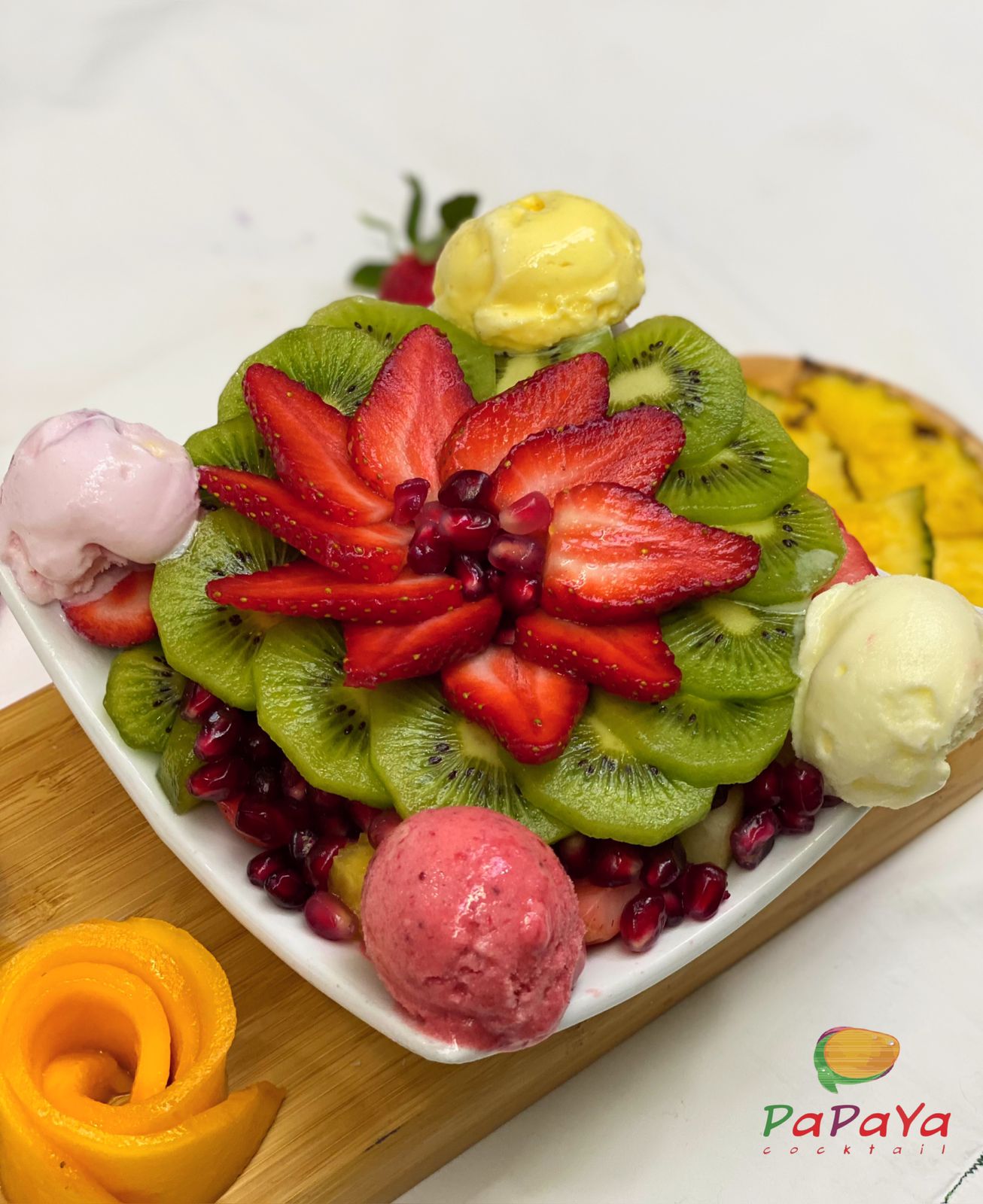 Fruits with Ice Cream Plate